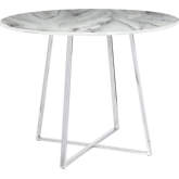Cosmo 39" Dining Table in Chrome & White Marble Top